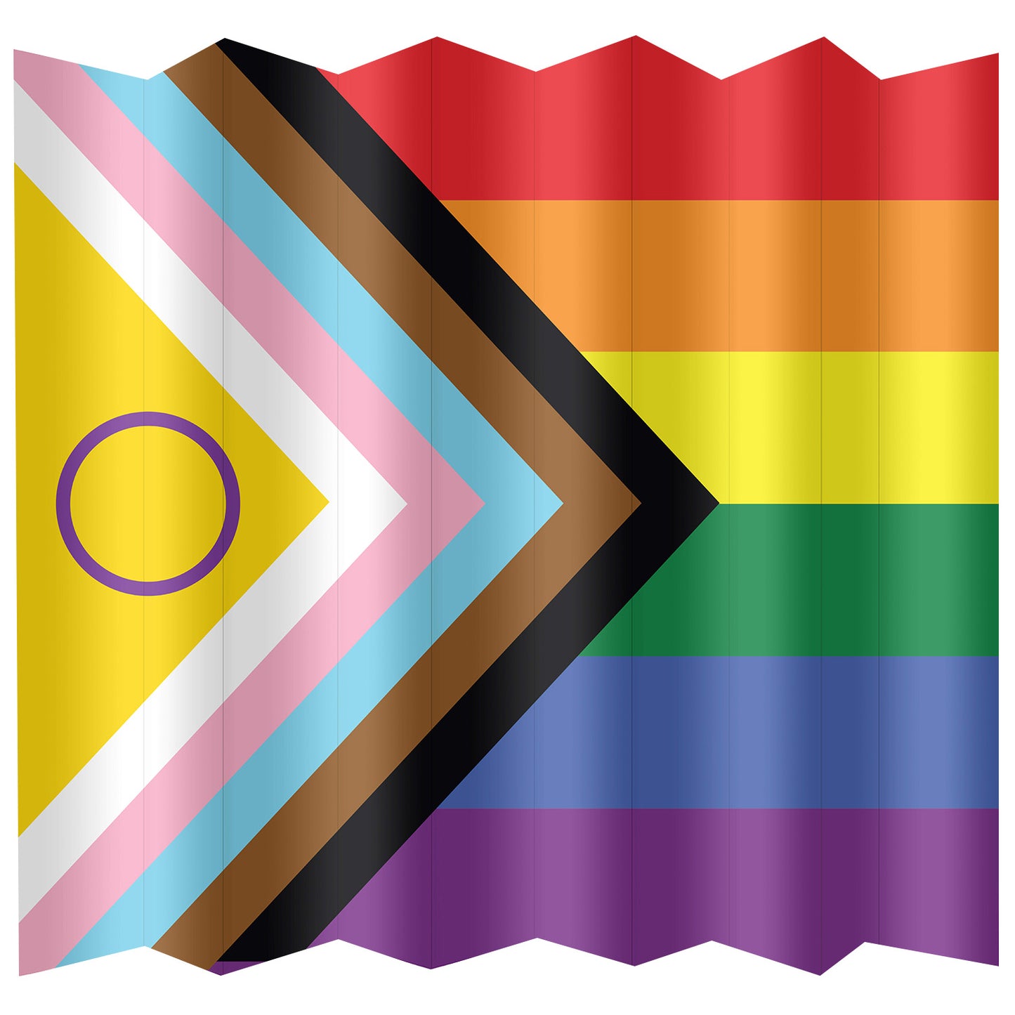 Progressive Pride Theme Folded Paper Supporter's Banner